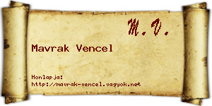 Mavrak Vencel névjegykártya
